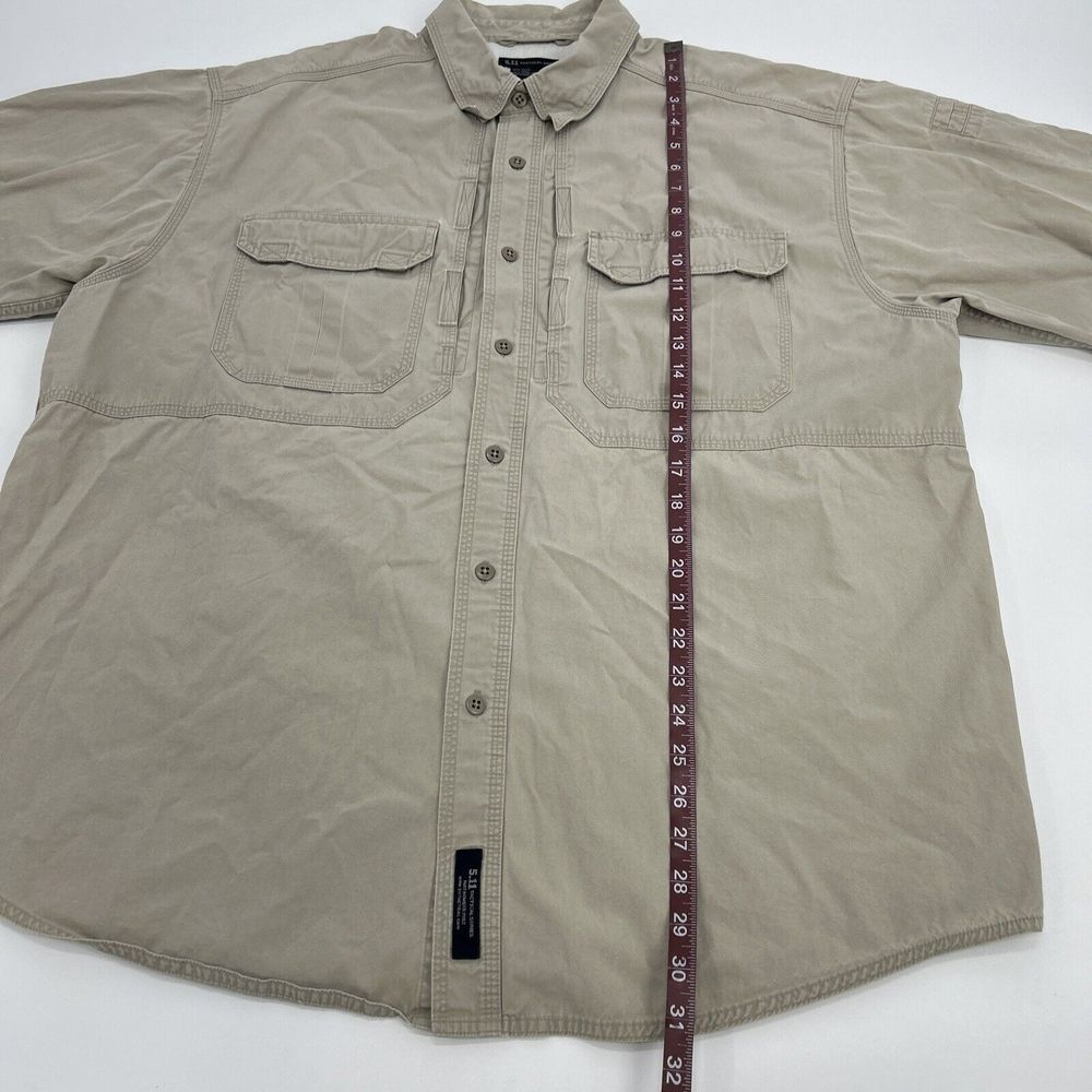 5.11 Tactical Series Shirt Men's XL Khaki Button Up Double Pocket Canvas Vented - Picture 5 of 8